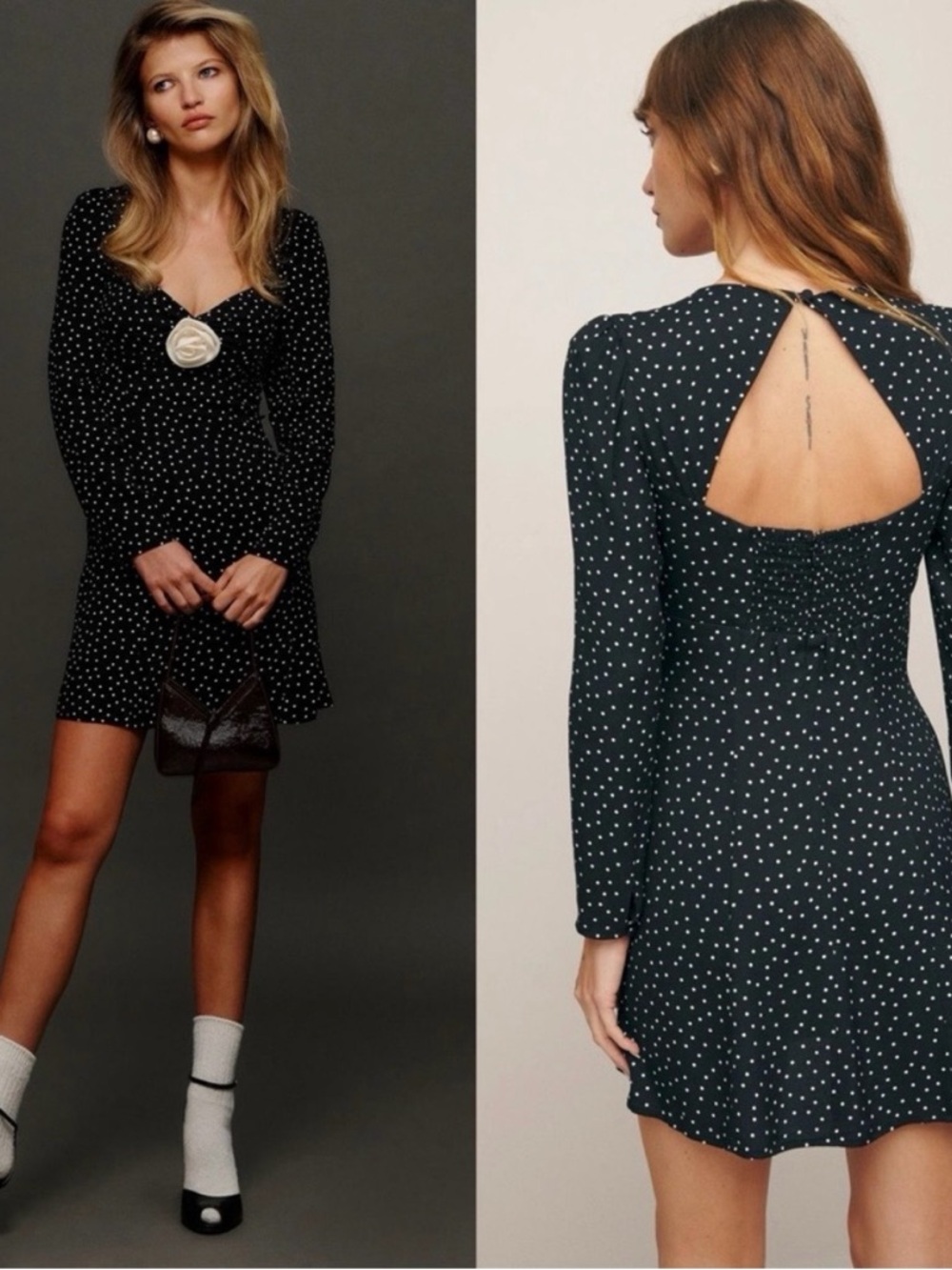 Reformation Karlyn Dress in Selene Black White Size 4